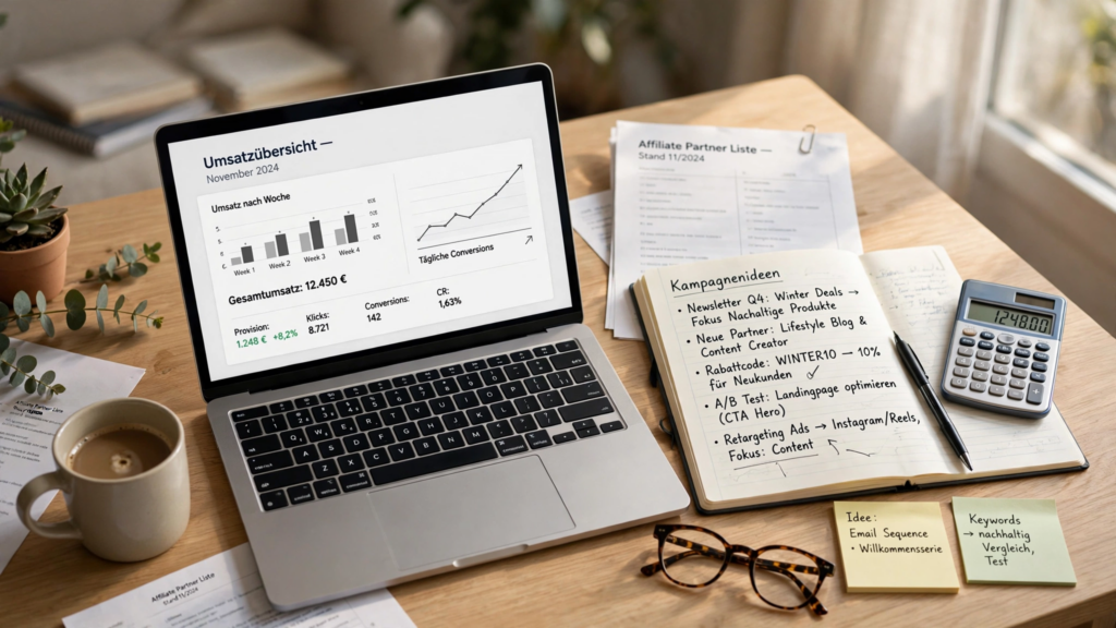 Affiliate Marketer wertet Verkäufe aus E-Mail-Kampagnen aus