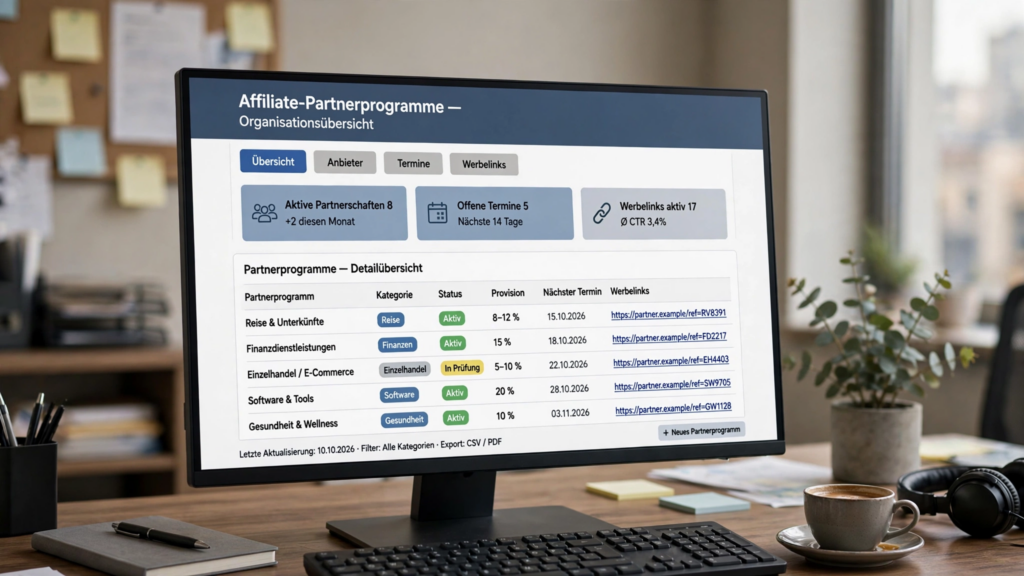 Verschiedene Affiliate-Partnerprogramme übersichtlich organisieren